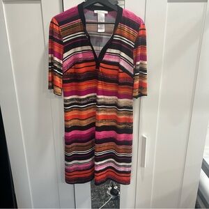 Y2K Vintage Indie Style Multicolor Striped V-Neck Dress women’s size medium.